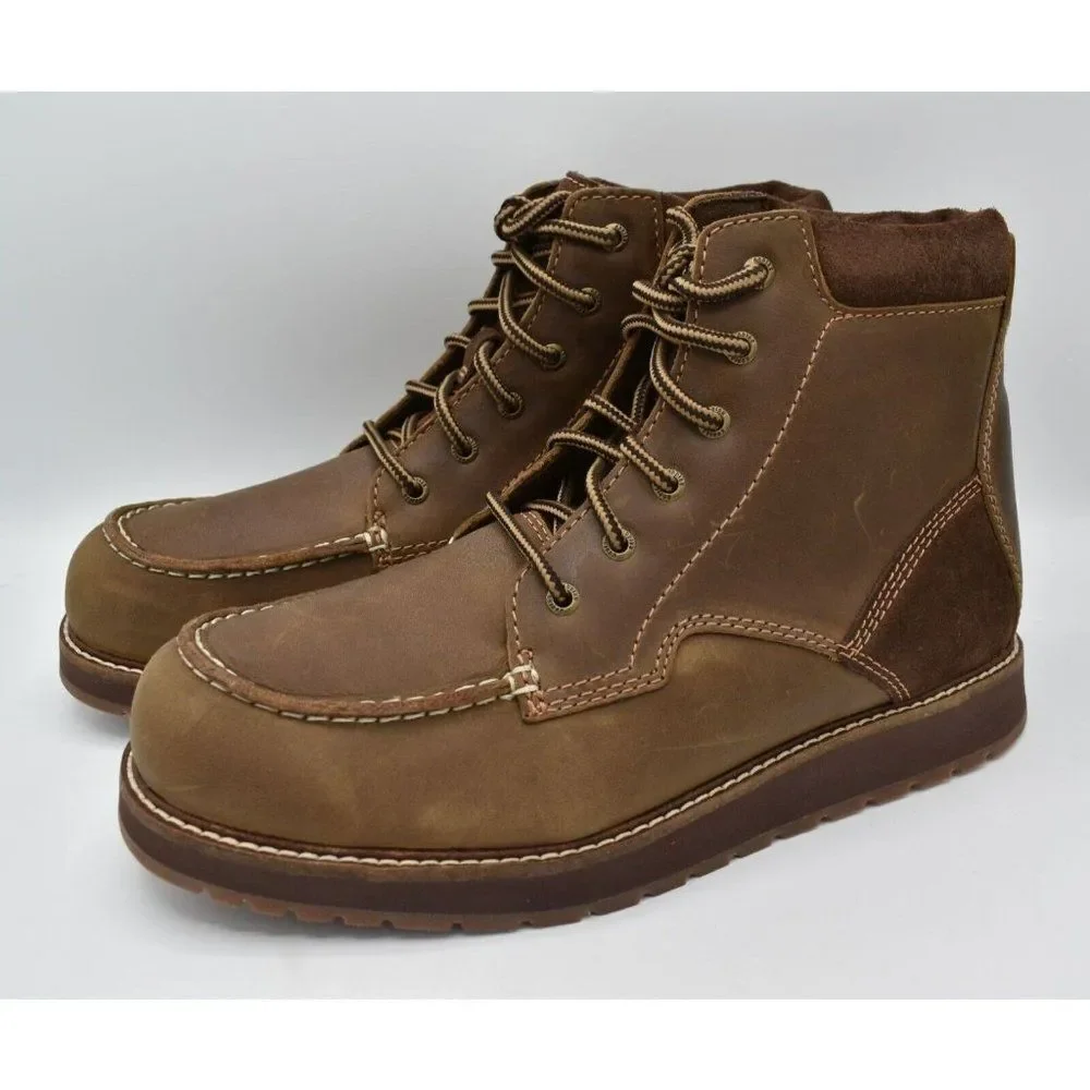 Kodiak Mens‎ Size 9 Devick Saddleback Brown Wedge Moc Toe Lace Up Boots Shoes